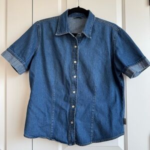 Vintage Riveted by Lee Blue Denim Short Sleeve Shirt with Pearlescent Snap